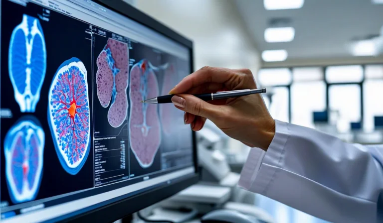 AI diagnostic algorithm output displayed on hospital workstation
