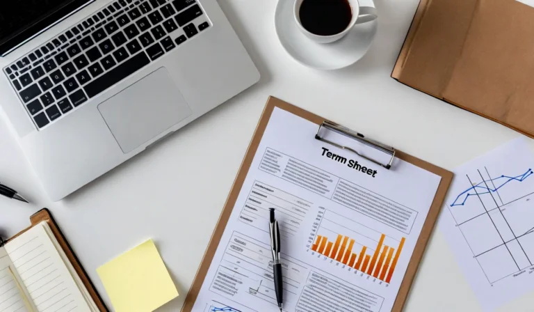 Venture capital term sheet and financial metrics chart