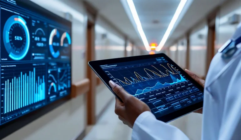 Clinical outcomes data visualization on hospital analytics screen